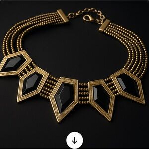 Elegant Gold and Black Geometric Necklace